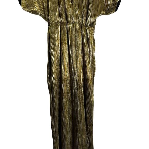 B Yellowtail Gold Plisse Dress Pleated Wrap Style Medium New Indigenous Designed - Picture 3 of 12